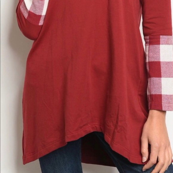 LAST ONE Burgundy Checked Hoodie Sz Large - Picture 3 of 3